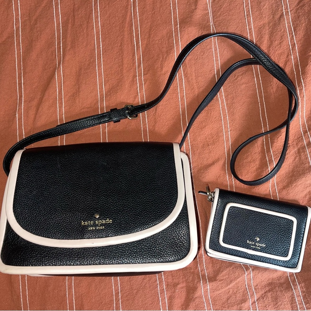 Kate Spade Small Crossbody with Wallet - Black and Light Pink